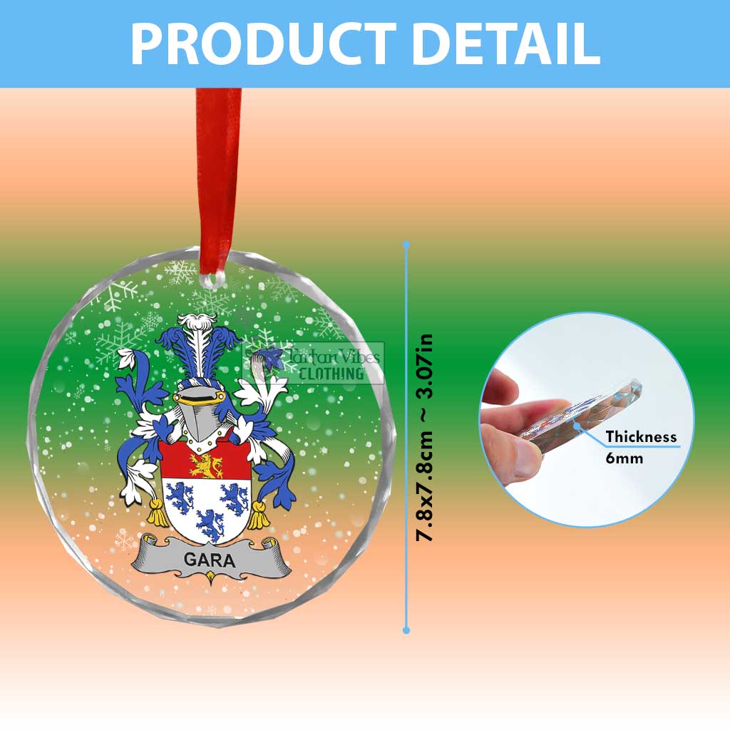 Tartan Vibes Clothing Gara Irish Clan Christmas Glass Ornament with Coat of Arms