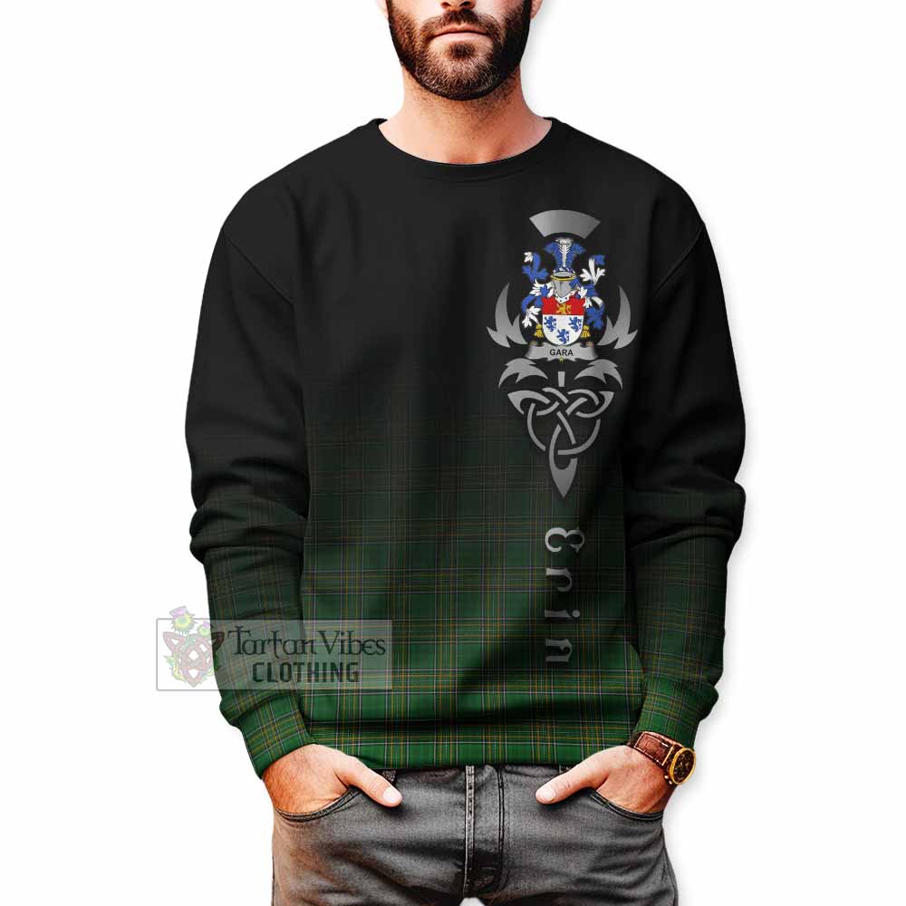 Tartan Vibes Clothing Gara Irish Clan Sweatshirt with Coat of Arms Erin Go Bragh Celtic Inspired