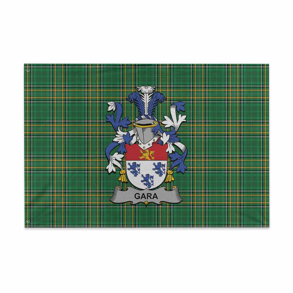 Tartan Vibes Clothing Gara Irish Clan Tartan House Flag with Coat of Arms