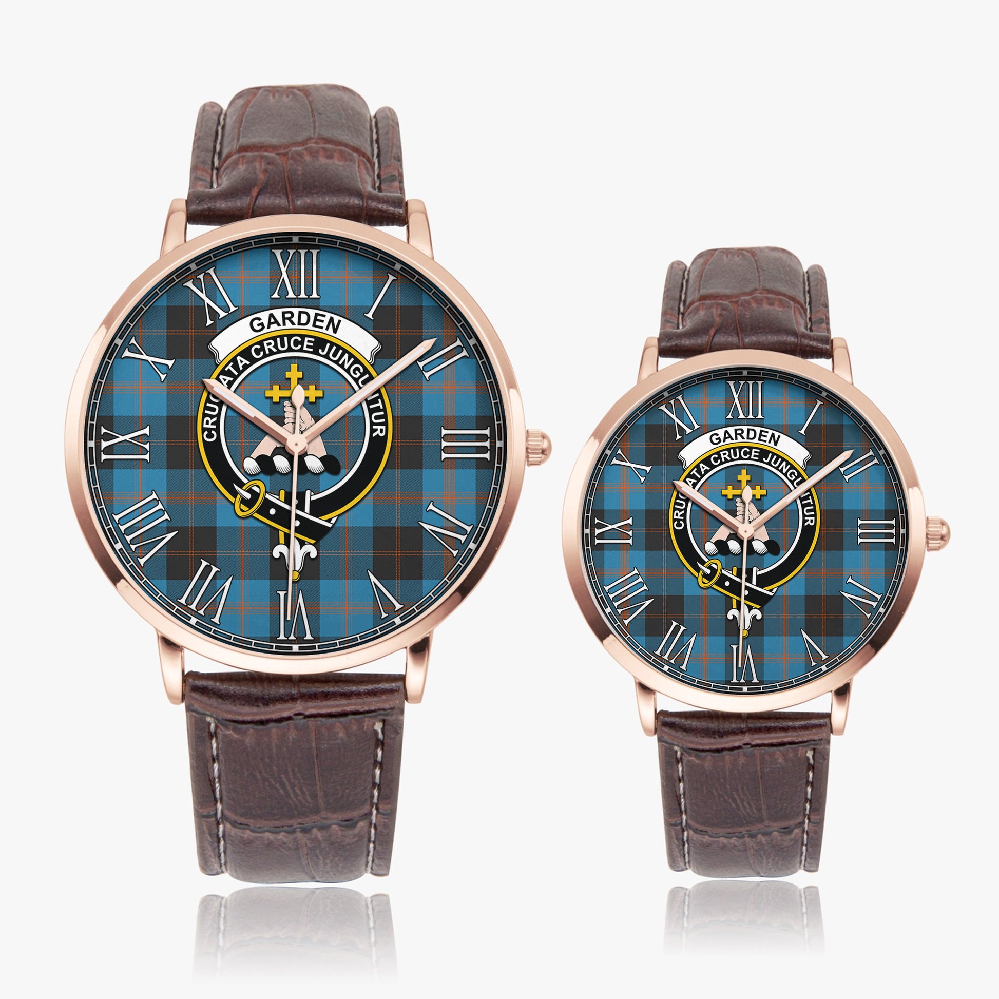 Garden (Gardyne) Tartan Family Crest Leather Strap Quartz Watch - Tartan Vibes Clothing