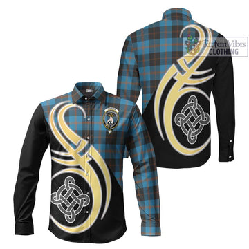 Garden (Gardyne) Tartan Long Sleeve Button Shirt with Family Crest and Celtic Symbol Style Men's Shirt S - Tartan Vibes Clothing