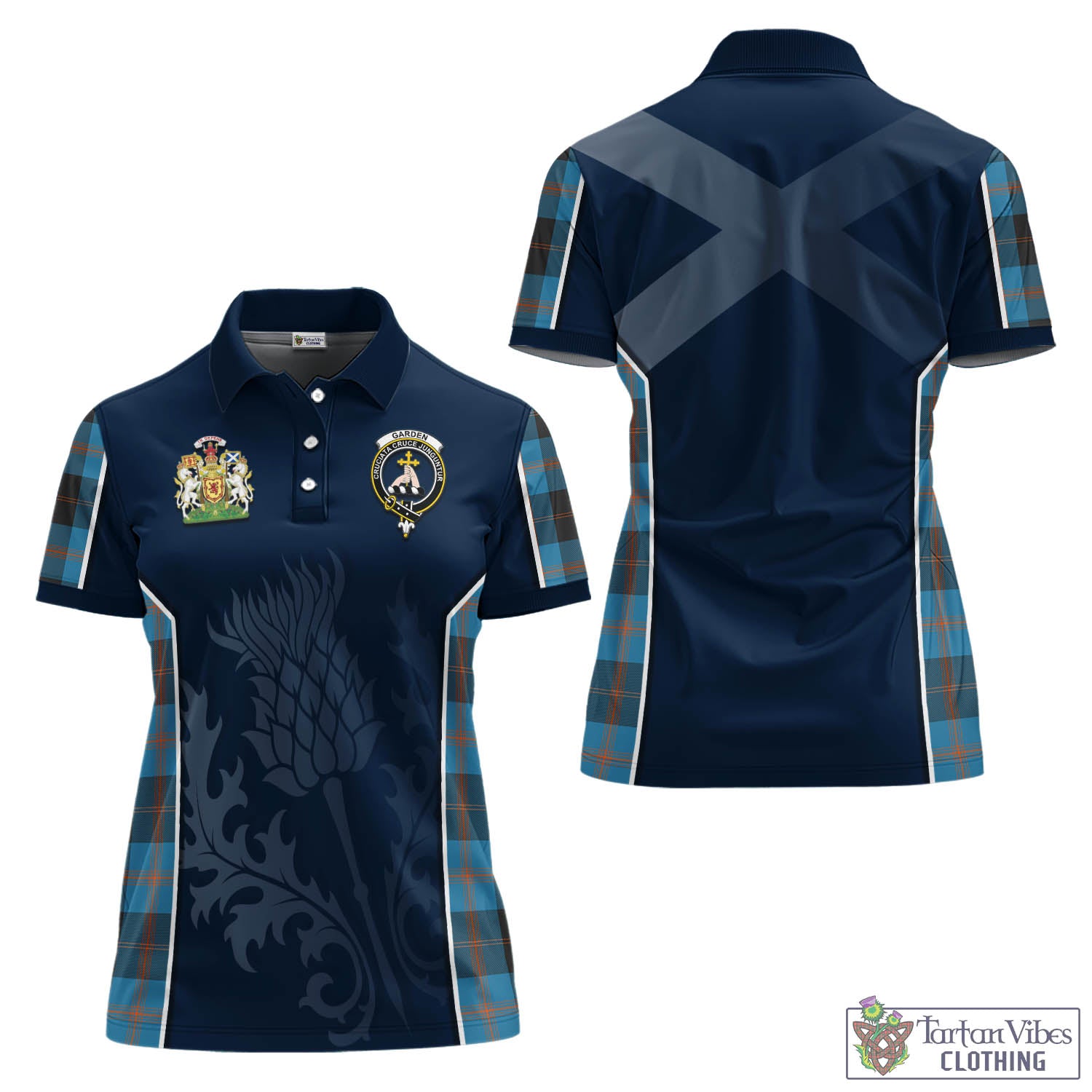 Tartan Vibes Clothing Garden Tartan Women's Polo Shirt with Family Crest and Scottish Thistle Vibes Sport Style