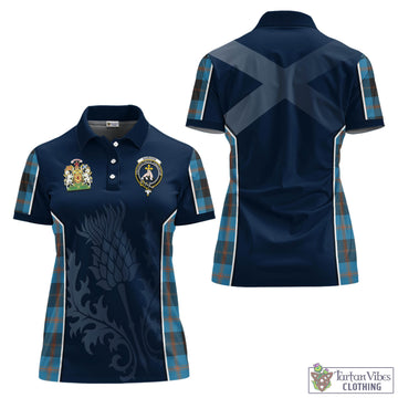 Garden Tartan Women's Polo Shirt with Family Crest and Scottish Thistle Vibes Sport Style