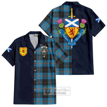 Garden (Gardyne) Tartan Hawaiian Shirt Alba with Scottish Lion Royal Arm Half Style Kid - Tartan Vibes Clothing