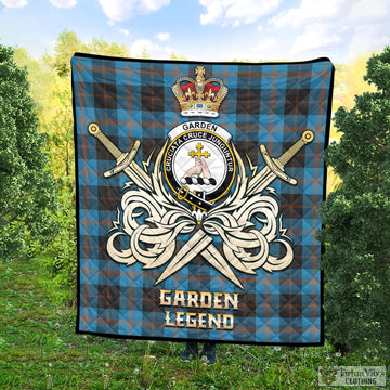 Garden (Gardyne) Tartan Quilt with Clan Crest and the Golden Sword of Courageous Legacy Super King Quilt 91" x 110" - Tartan Vibes Clothing