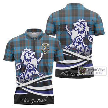 Garden (Gardyne) Tartan Zipper Polo Shirt with Alba Gu Brath Regal Lion Emblem Unisex - Tartan Vibes Clothing