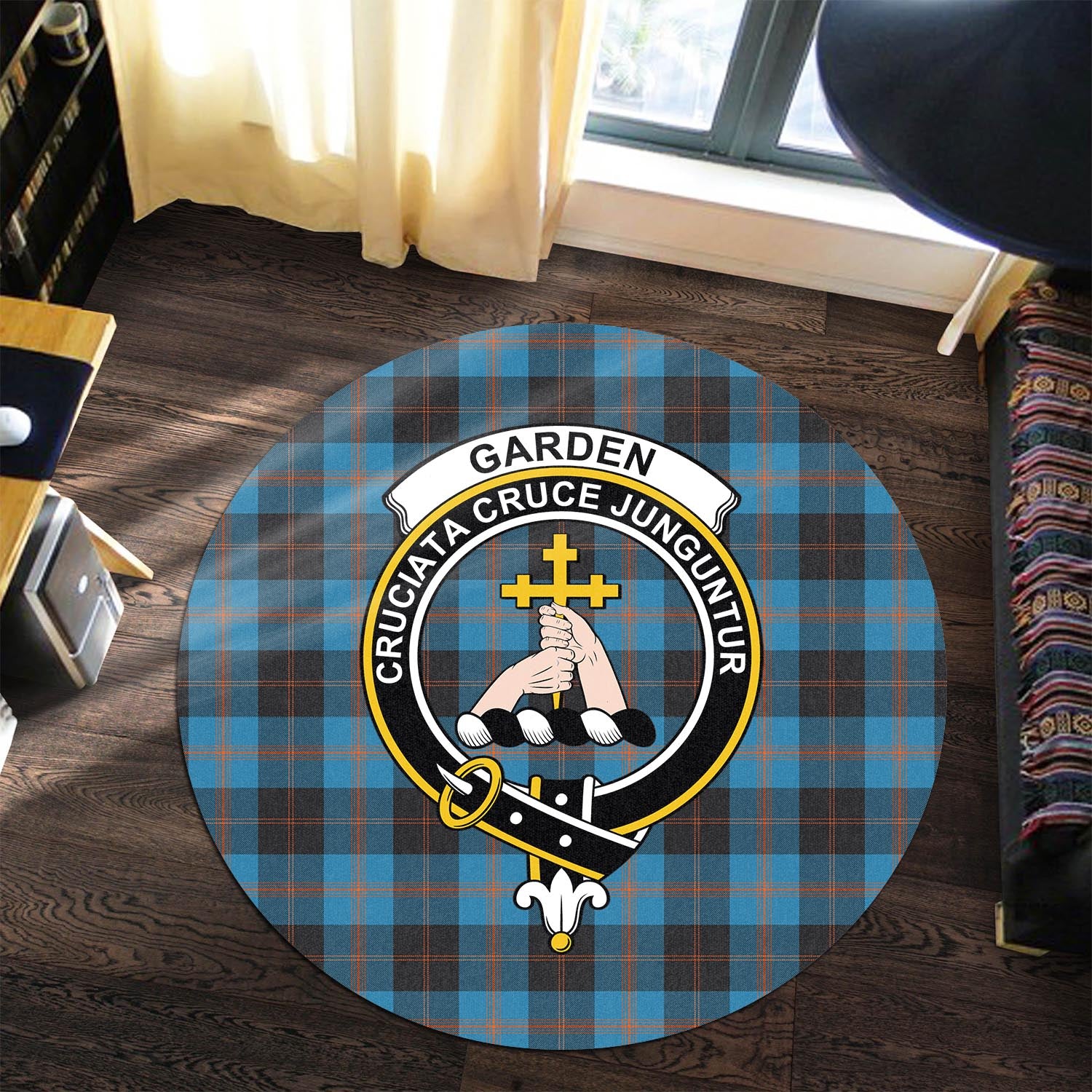 Garden (Gardyne) Tartan Round Rug with Family Crest Premium Round Rug - Tartan Vibes Clothing