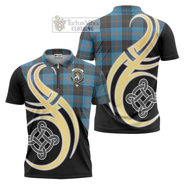 Garden (Gardyne) Tartan Zipper Polo Shirt with Family Crest and Celtic Symbol Style Unisex - Tartan Vibes Clothing