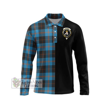 Garden (Gardyne) Tartan Long Sleeve Polo Shirt with Family Crest and Half Of Me Style Unisex - Tartan Vibes Clothing