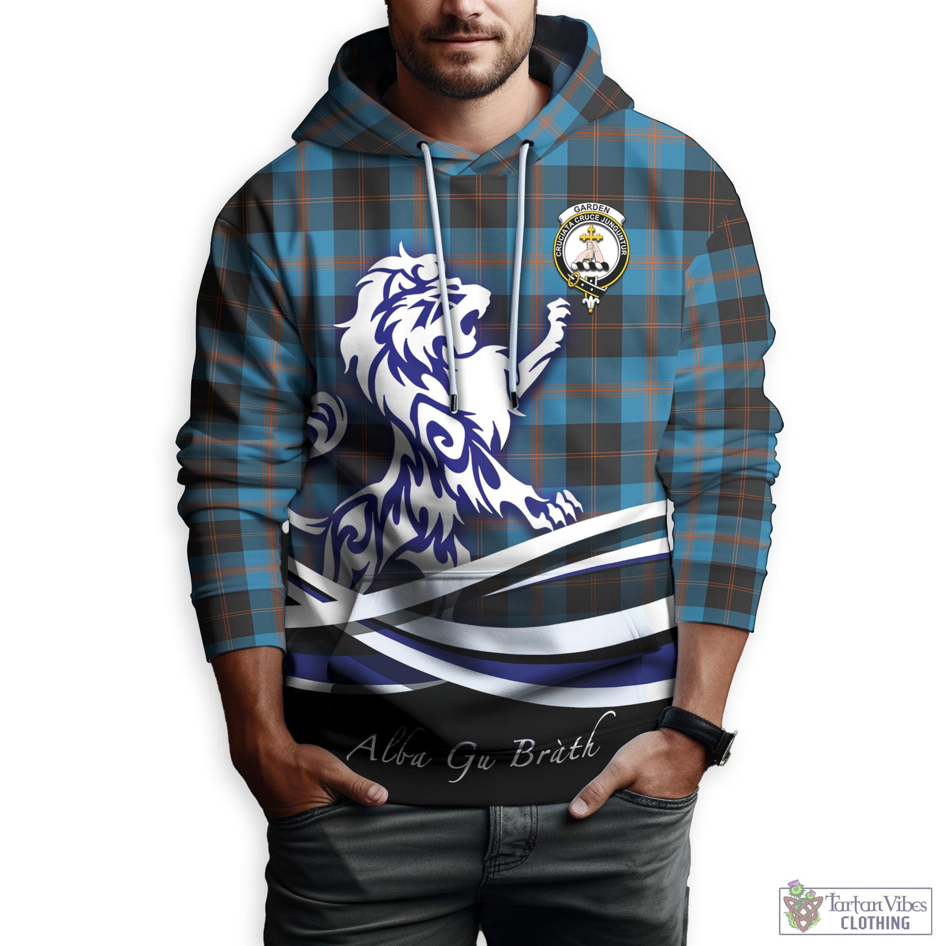 Garden (Gardyne) Tartan Hoodie with Alba Gu Brath Regal Lion Emblem Zip Hoodie - Tartan Vibes Clothing