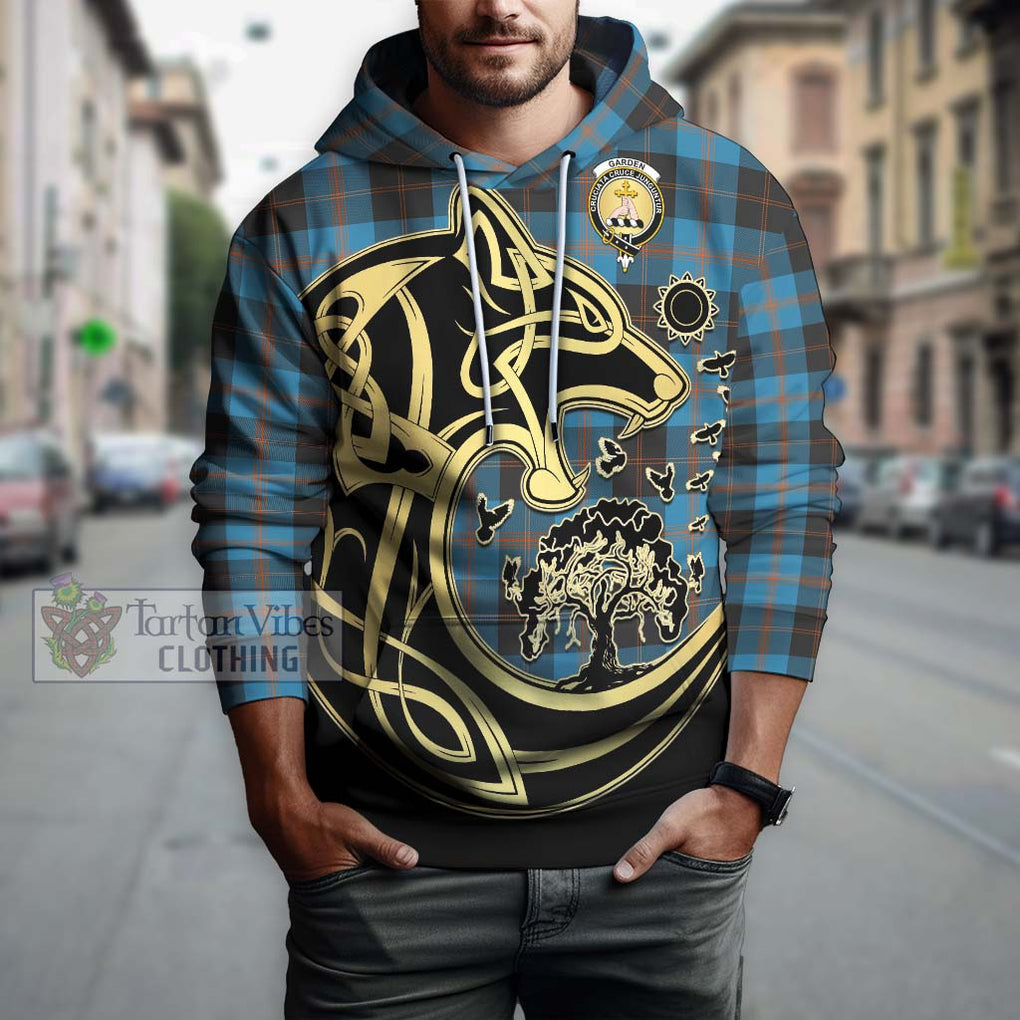 Garden (Gardyne) Tartan Hoodie with Family Crest Celtic Wolf Style Zip Hoodie - Tartan Vibes Clothing