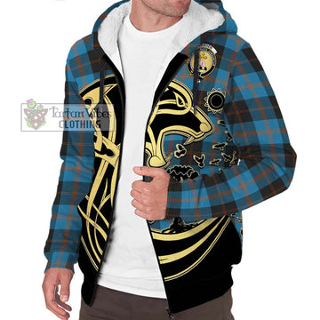 Garden (Gardyne) Tartan Sherpa Hoodie with Family Crest Celtic Wolf Style Unisex S - Tartan Vibes Clothing