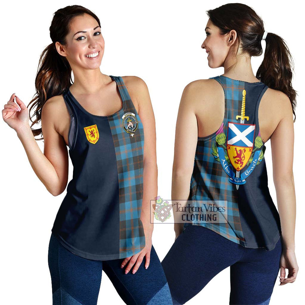 Garden (Gardyne) Tartan Women's Racerback Tanks Alba with Scottish Lion Royal Arm Half Style 4XL - Tartan Vibes Clothing