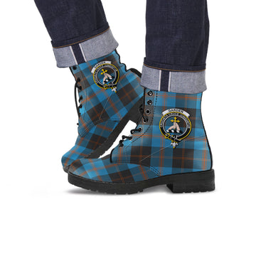 Garden (Gardyne) Tartan Leather Boots with Family Crest Men' Boots - Tartan Vibes Clothing