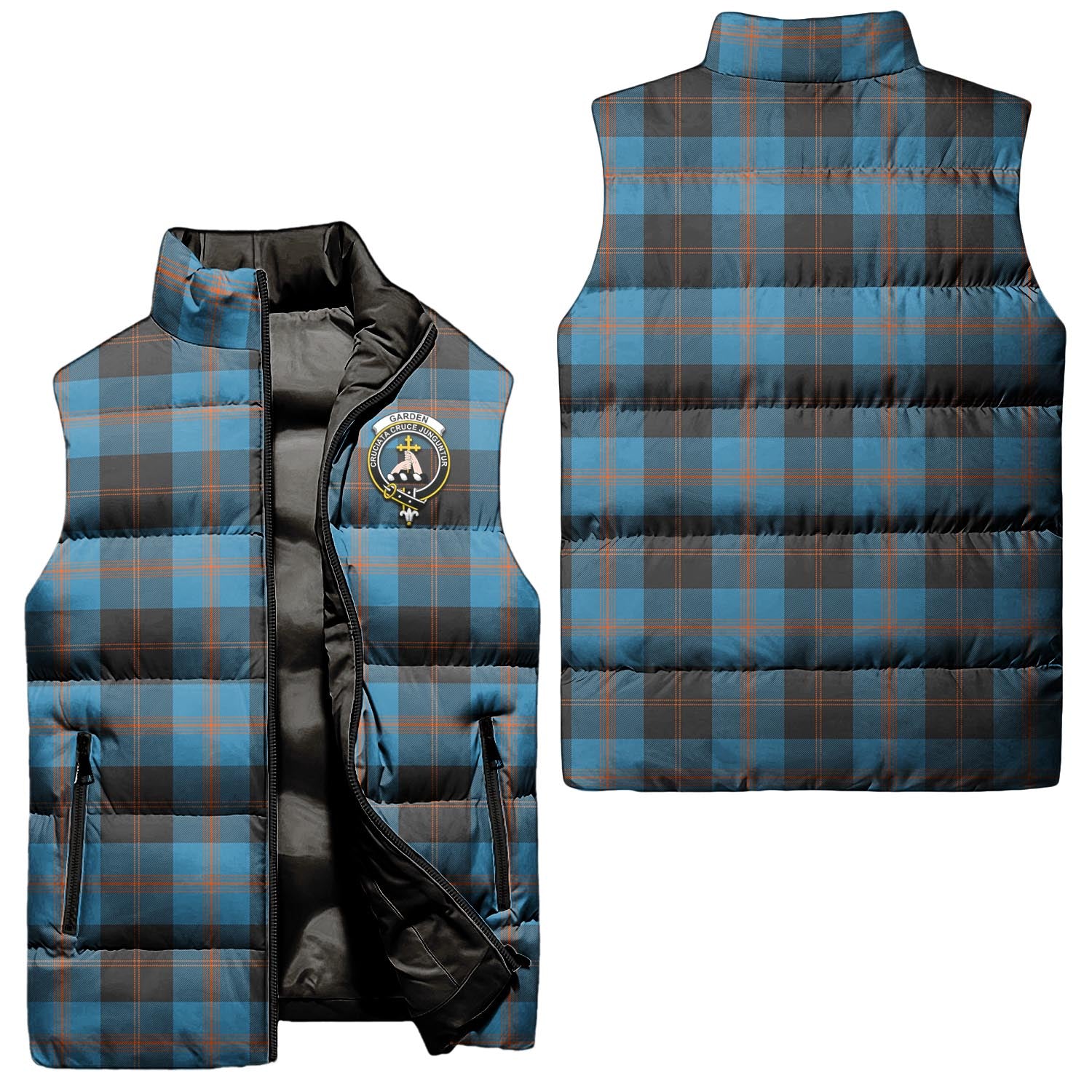 Garden (Gardyne) Tartan Sleeveless Puffer Jacket with Family Crest Unisex - Tartan Vibes Clothing