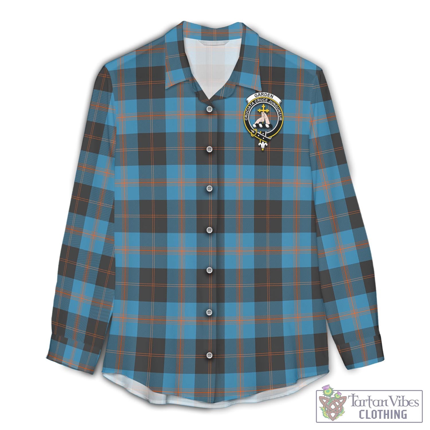 Garden (Gardyne) Tartan Women's Casual Shirt with Family Crest Female - Tartan Vibes Clothing