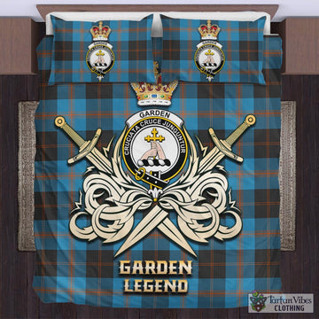 Tartan Vibes Clothing Garden Tartan Bedding Set with Clan Crest and the Golden Sword of Courageous Legacy