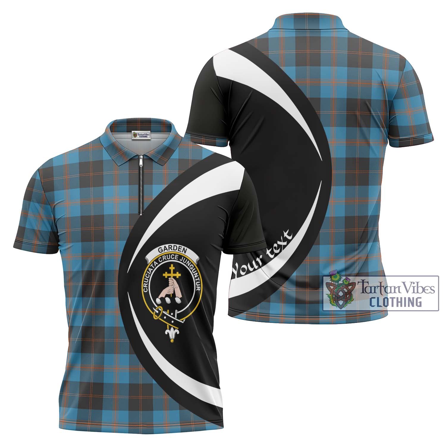 Garden (Gardyne) Tartan Zipper Polo Shirt with Family Crest Circle Style Unisex - Tartan Vibes Clothing