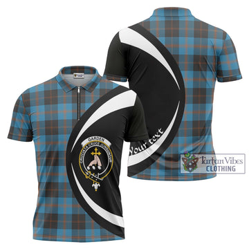 Garden (Gardyne) Tartan Zipper Polo Shirt with Family Crest Circle Style Unisex - Tartan Vibes Clothing