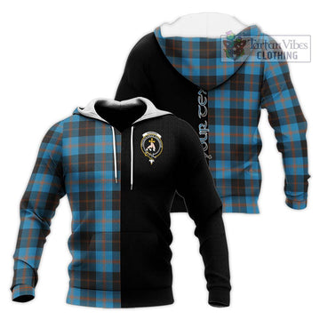 Garden (Gardyne) Tartan Knitted Hoodie with Family Crest and Half Of Me Style Unisex Knitted Pullover Hoodie - Tartan Vibes Clothing