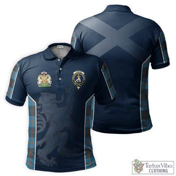 Garden Tartan Men's Polo Shirt with Family Crest and Lion Rampant Vibes Sport Style