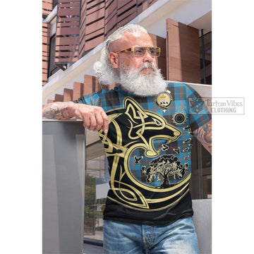 Garden (Gardyne) Tartan Cotton T-shirt with Family Crest Celtic Wolf Style Men's Shirt - Tartan Vibes Clothing