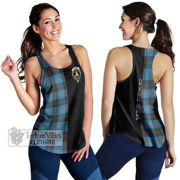 Garden (Gardyne) Tartan Women's Racerback Tanks with Family Crest and Half Of Me Style 4XL - Tartan Vibes Clothing
