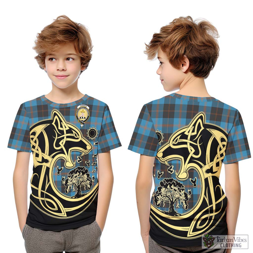 Garden (Gardyne) Tartan Kid T-Shirt with Family Crest Celtic Wolf Style Youth XL Size14 - Tartan Vibes Clothing