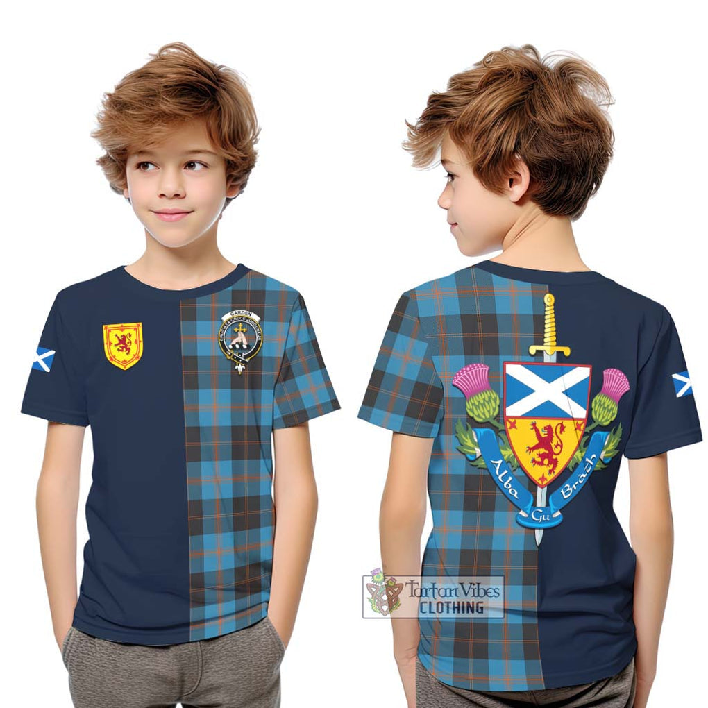 Garden (Gardyne) Tartan Kid T-Shirt Alba with Scottish Lion Royal Arm Half Style Youth XL Size14 - Tartan Vibes Clothing