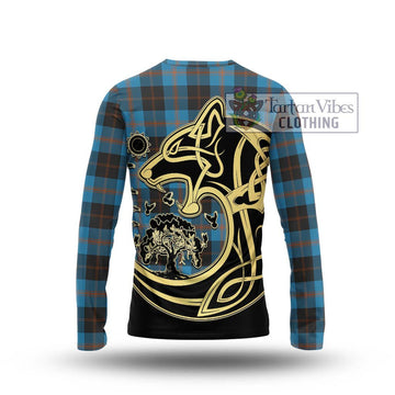 Garden (Gardyne) Tartan Long Sleeve T-Shirt with Family Crest Celtic Wolf Style - Tartan Vibes Clothing