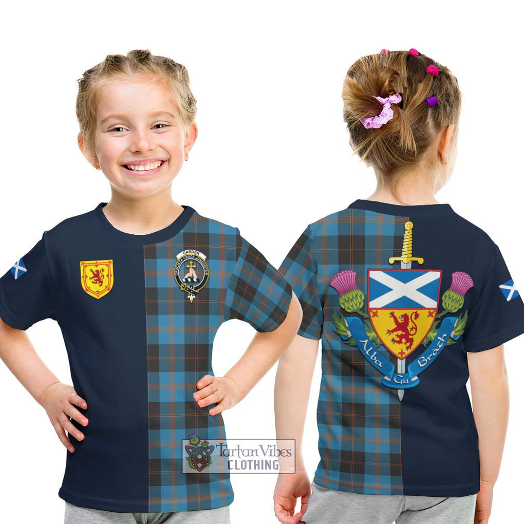 Garden (Gardyne) Tartan Kid T-Shirt Alba with Scottish Lion Royal Arm Half Style - Tartan Vibes Clothing