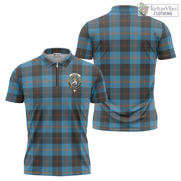 Garden (Gardyne) Tartan Zipper Polo Shirt with Family Crest - Tartan Vibes Clothing