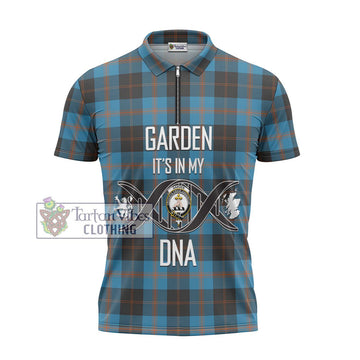 Garden (Gardyne) Tartan Zipper Polo Shirt with Family Crest DNA In Me Style - Tartan Vibes Clothing