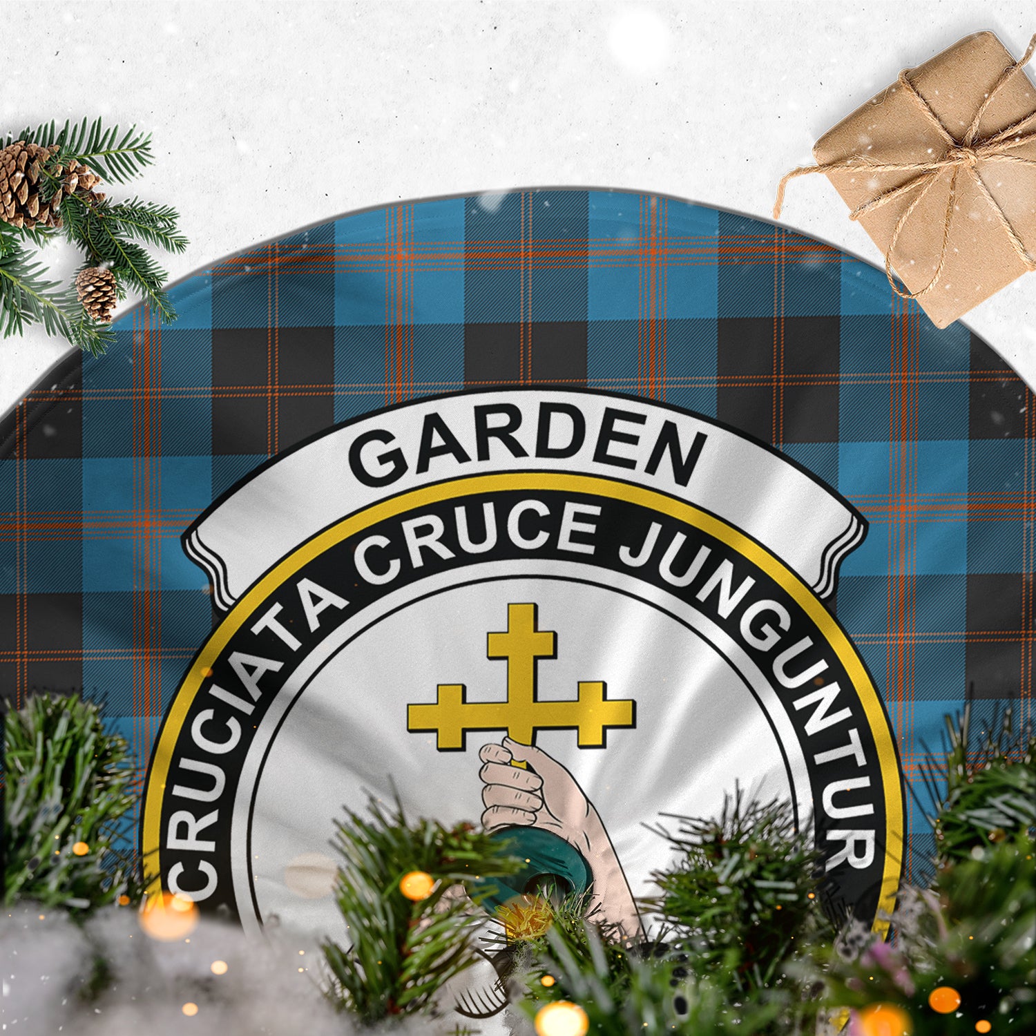 Garden (Gardyne) Tartan Christmas Tree Skirt with Family Crest - Tartan Vibes Clothing