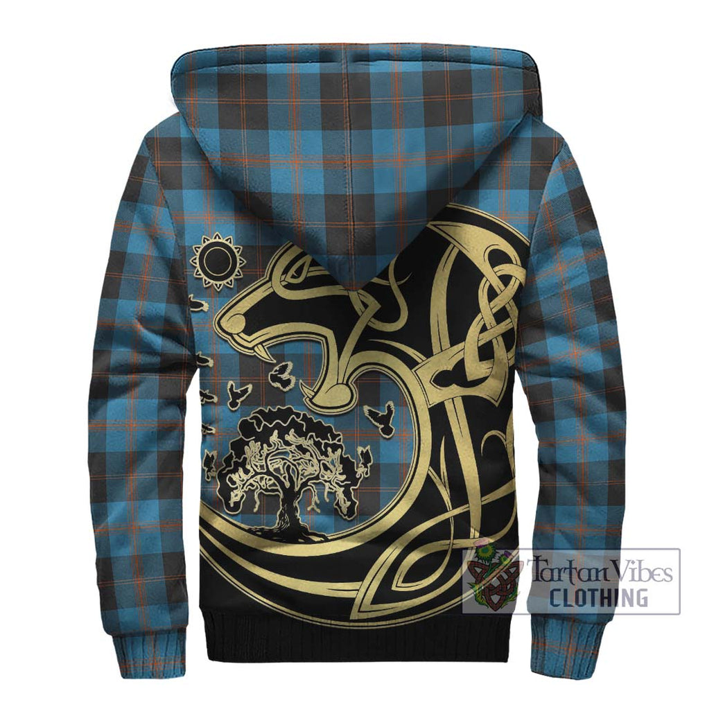 Garden (Gardyne) Tartan Sherpa Hoodie with Family Crest Celtic Wolf Style - Tartan Vibes Clothing
