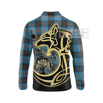 Garden (Gardyne) Tartan Long Sleeve Polo Shirt with Family Crest Celtic Wolf Style - Tartan Vibes Clothing