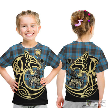 Garden (Gardyne) Tartan Kid T-Shirt with Family Crest Celtic Wolf Style - Tartan Vibes Clothing