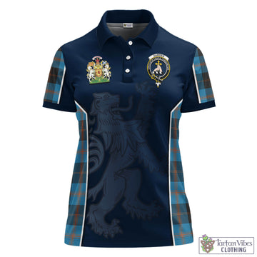 Garden Tartan Women's Polo Shirt with Family Crest and Lion Rampant Vibes Sport Style