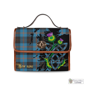 Garden Tartan Waterproof Canvas Bag with Scotland Map and Thistle Celtic Accents