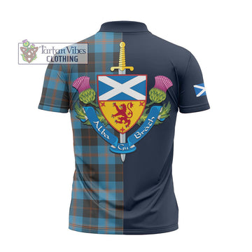 Garden (Gardyne) Tartan Zipper Polo Shirt Alba with Scottish Lion Royal Arm Half Style - Tartan Vibes Clothing