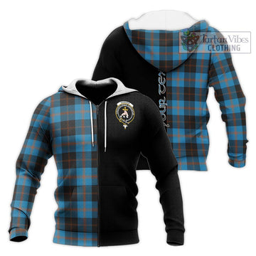Garden (Gardyne) Tartan Knitted Hoodie with Family Crest and Half Of Me Style Unisex Knitted Zip Hoodie - Tartan Vibes Clothing