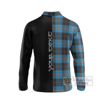 Garden (Gardyne) Tartan Long Sleeve Polo Shirt with Family Crest and Half Of Me Style - Tartan Vibes Clothing