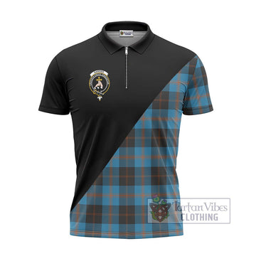 Garden (Gardyne) Tartan Zipper Polo Shirt with Family Crest and Military Logo Style - Tartan Vibes Clothing