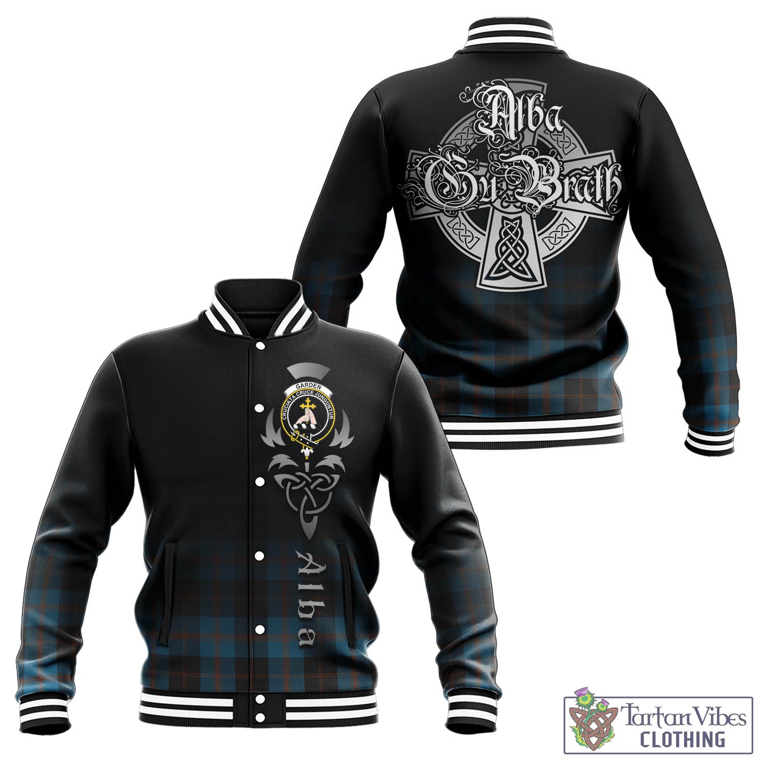 Garden (Gardyne) Tartan Baseball Jacket Featuring Alba Gu Brath Family Crest Celtic Inspired - Tartan Vibes Clothing