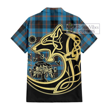 Garden (Gardyne) Tartan Hawaiian Shirt with Family Crest Celtic Wolf Style - Tartan Vibes Clothing