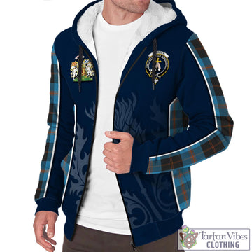 Garden Tartan Sherpa Hoodie with Family Crest and Scottish Thistle Vibes Sport Style