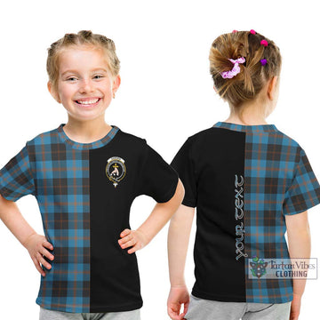 Garden (Gardyne) Tartan Kid T-Shirt with Family Crest and Half Of Me Style - Tartan Vibes Clothing