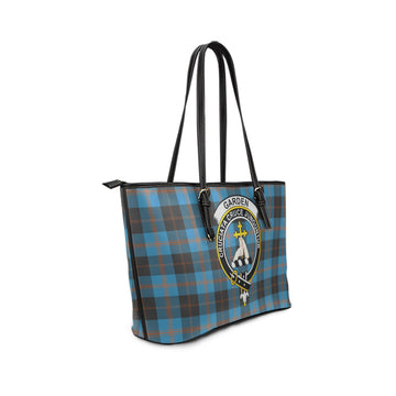 Garden Tartan Leather Tote Bag with Family Crest