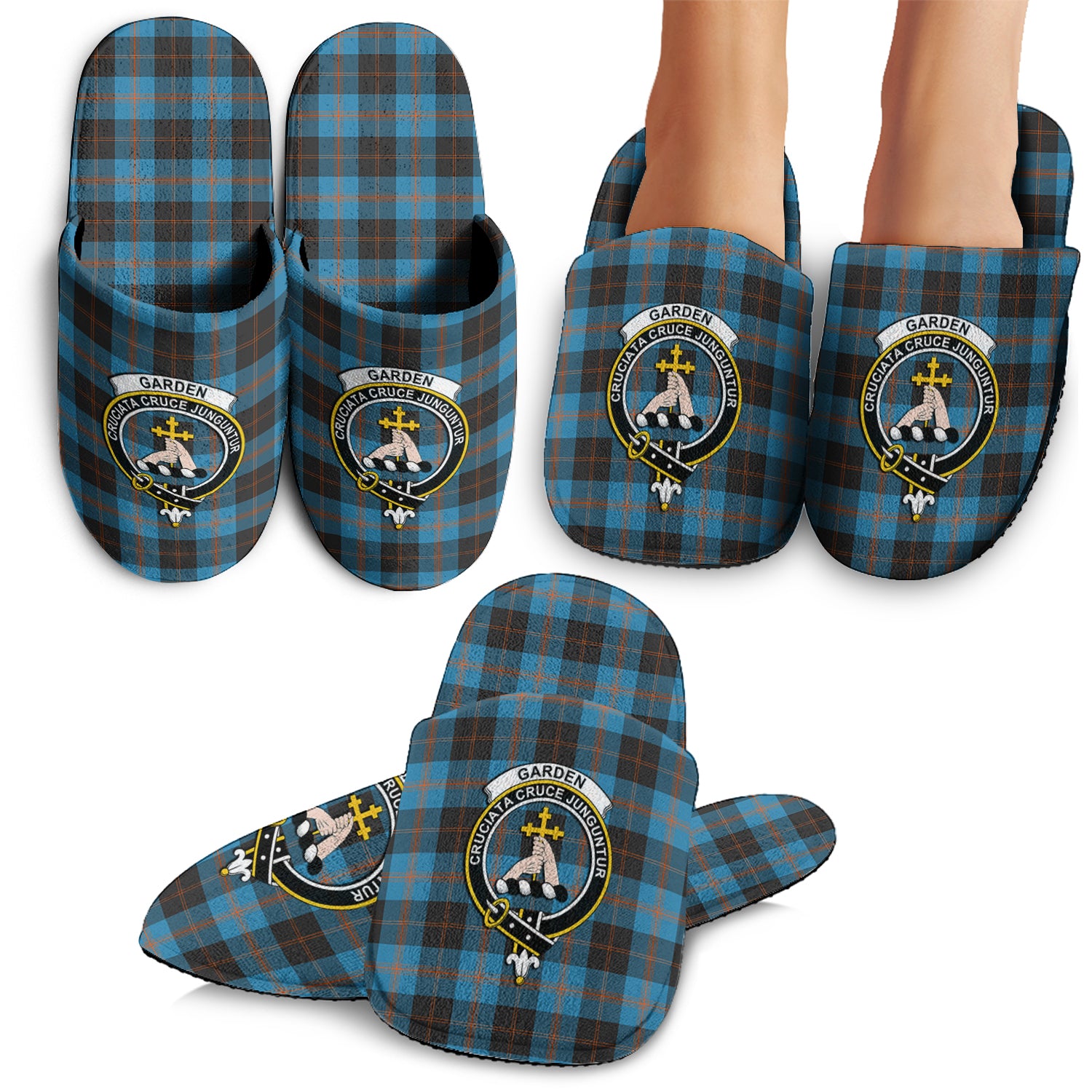 Garden (Gardyne) Tartan Home Slippers with Family Crest - Tartan Vibes Clothing