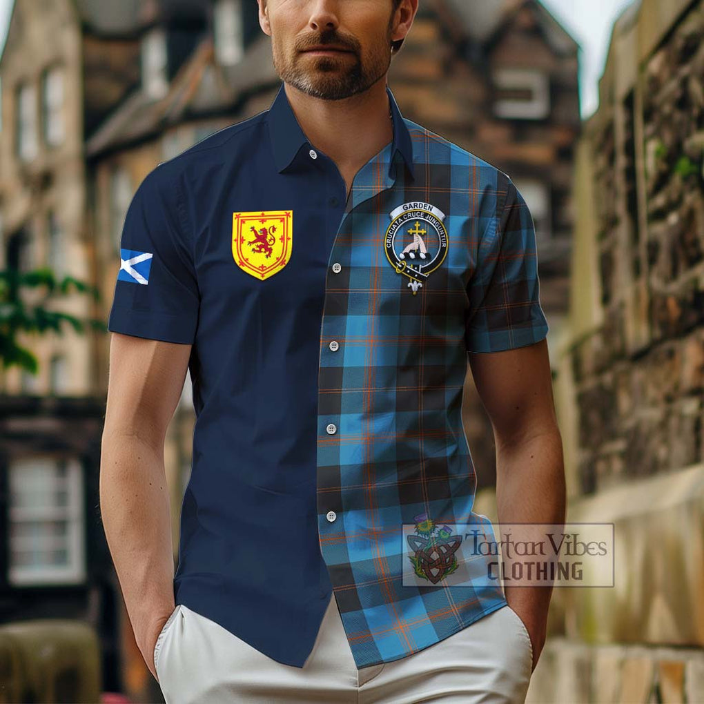 Garden (Gardyne) Tartan Hawaiian Shirt Alba with Scottish Lion Royal Arm Half Style - Tartan Vibes Clothing